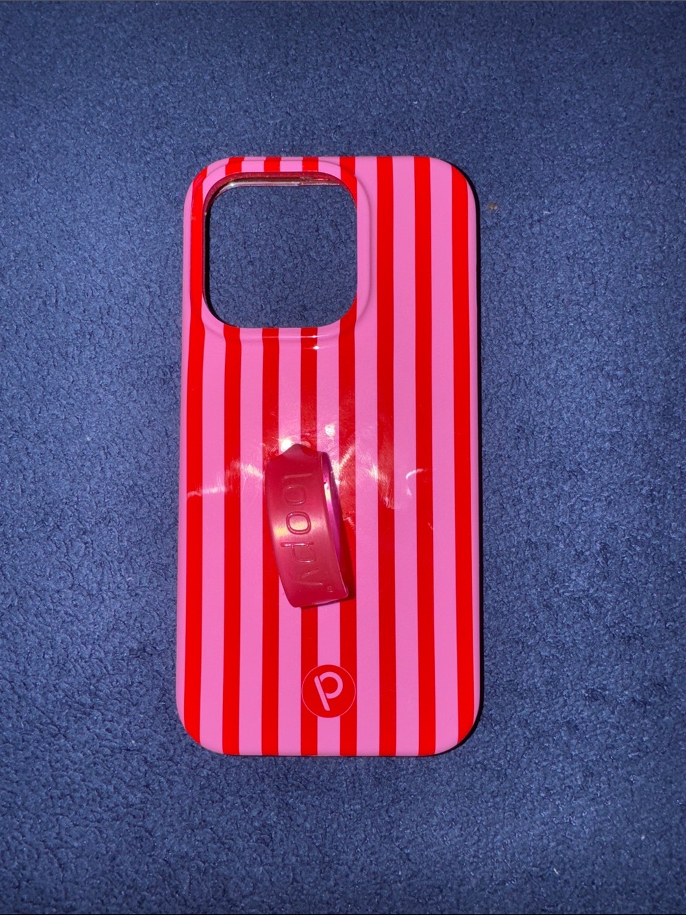 Loopy Case Red and Pink Striped Phone Case for iPhone 15 Pro